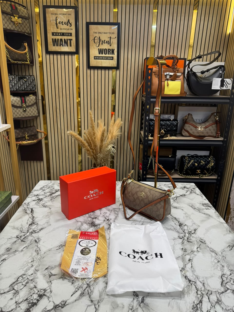C-Inspired Nolita Signature Canvas Shoulder Bag With Box And Dust Bag (Camel)