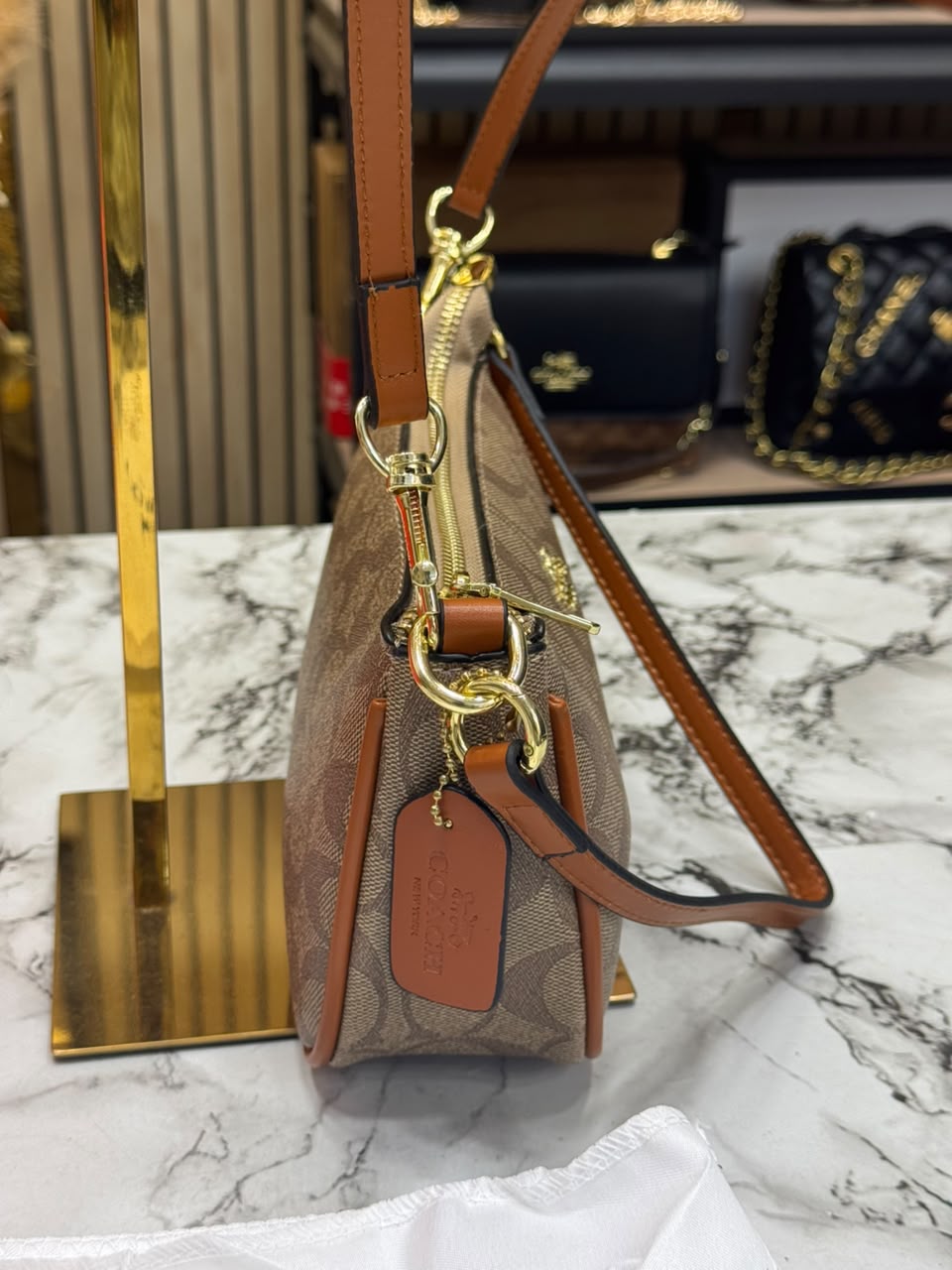 C-Inspired Nolita Signature Canvas Shoulder Bag With Box And Dust Bag (Camel)