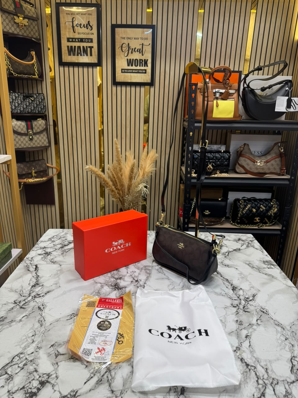 C-Inspired Nolita Signature Canvas Shoulder Bag With Box And Dust Bag (Coffee)