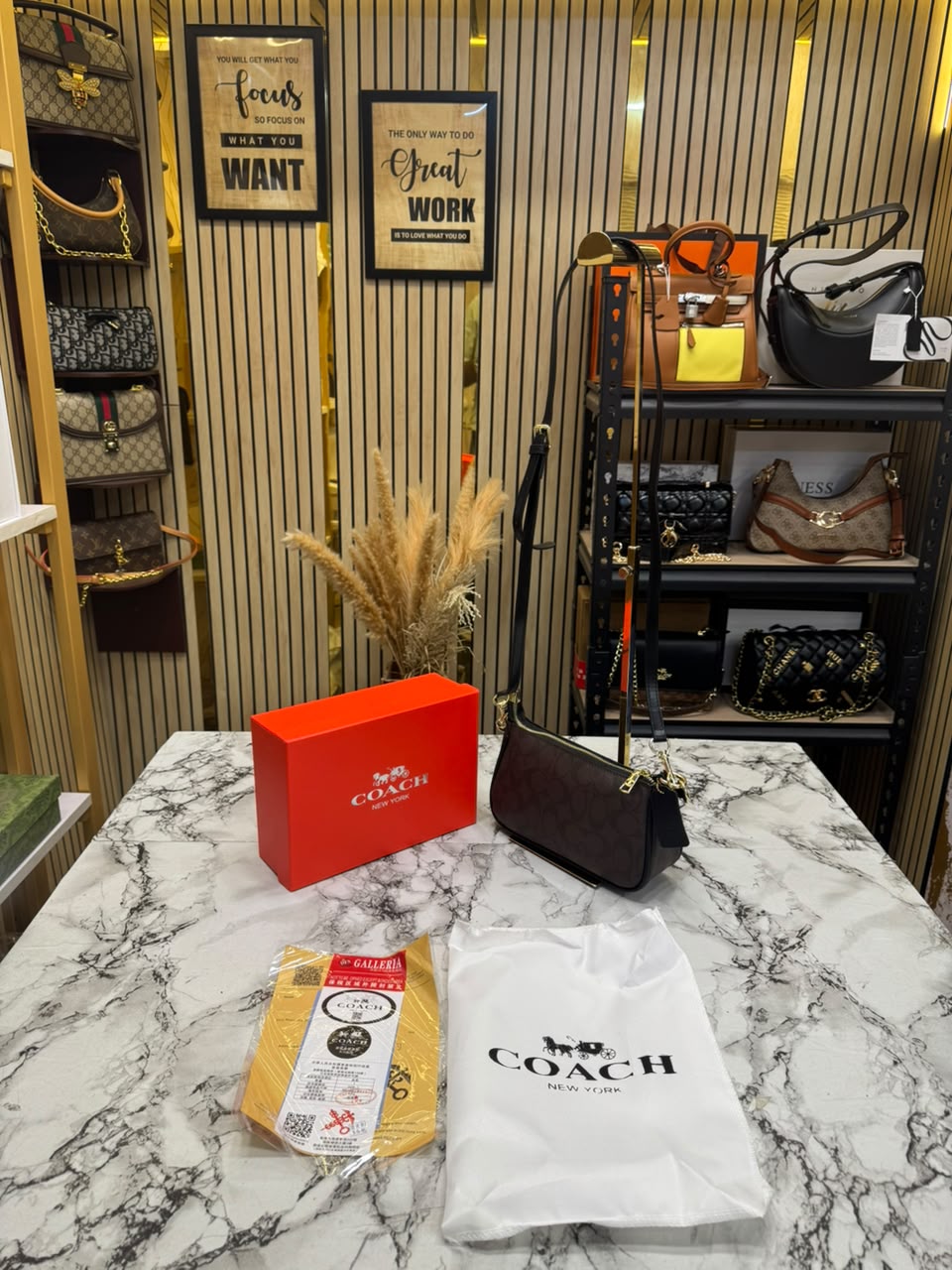 C-Inspired Nolita Signature Canvas Shoulder Bag With Box And Dust Bag (Coffee)