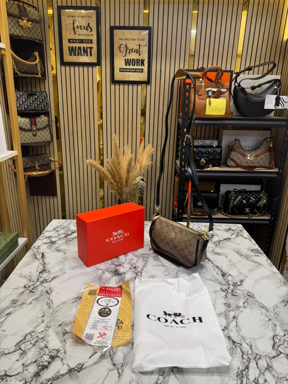 C-Inspired Nolita Signature Canvas Shoulder Bag With Box And Dust Bag (Apricot)