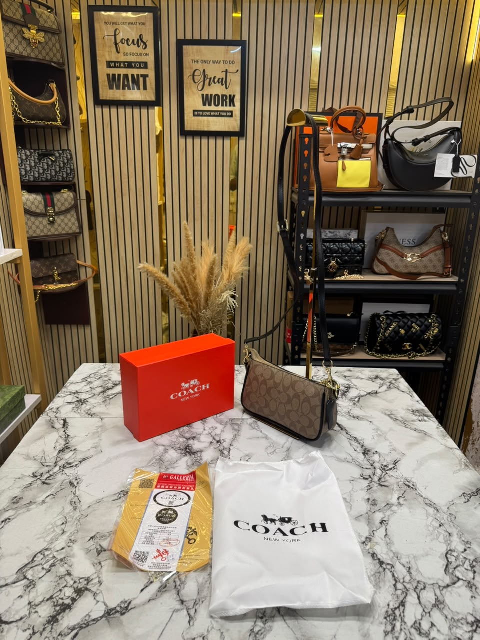 C-Inspired Nolita Signature Canvas Shoulder Bag With Box And Dust Bag (Apricot)