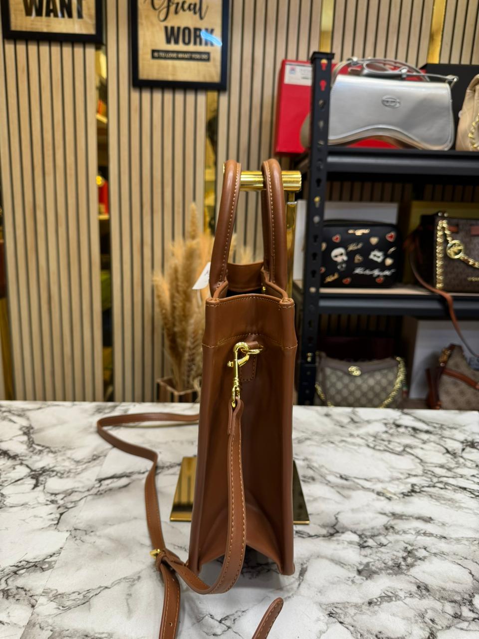 YSL-Inspired Rive Gauche Handbag With Dust Bag (Brown)