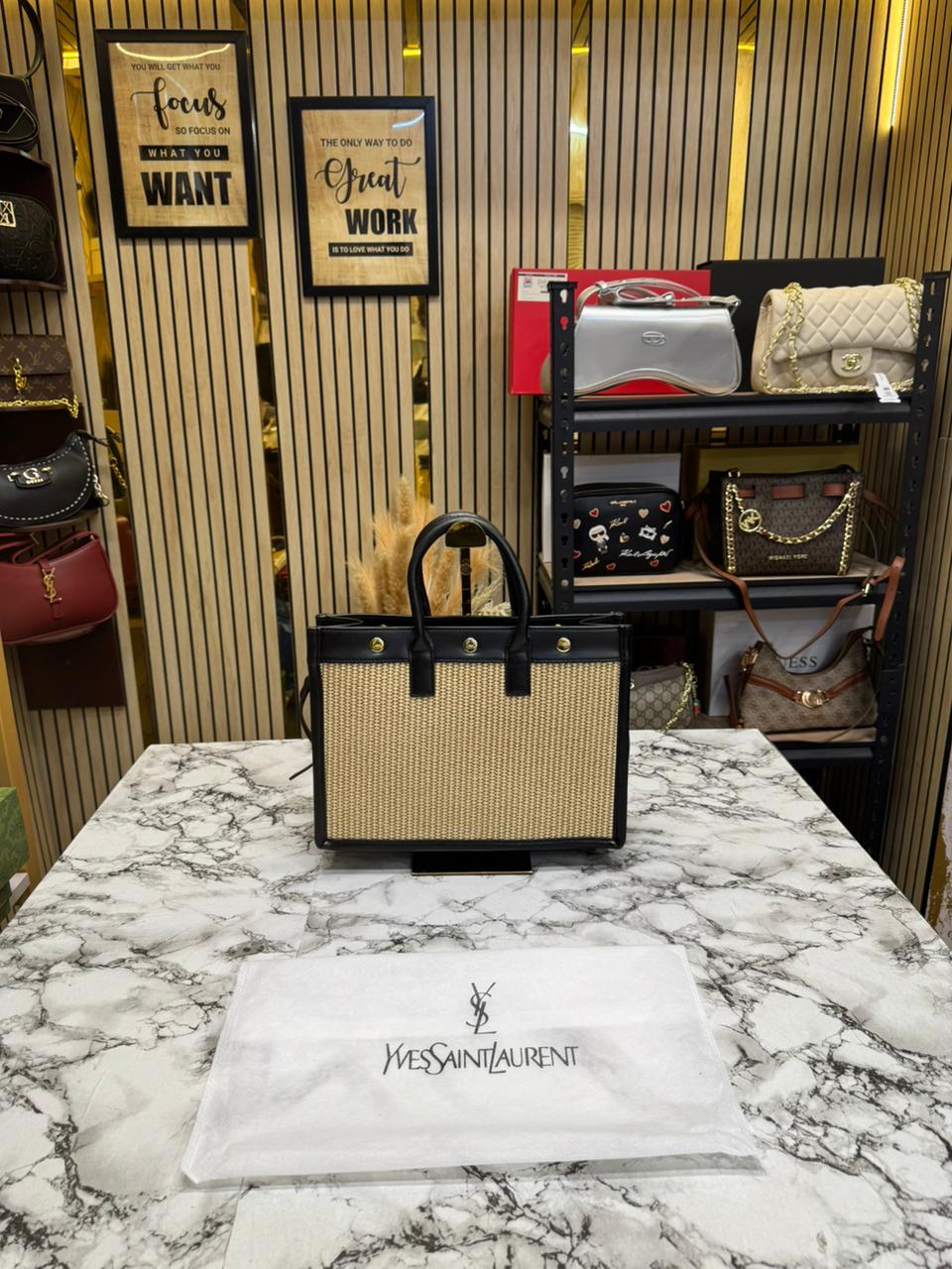 YSL-Inspired Rive Gauche Handbag With Dust Bag (Black)