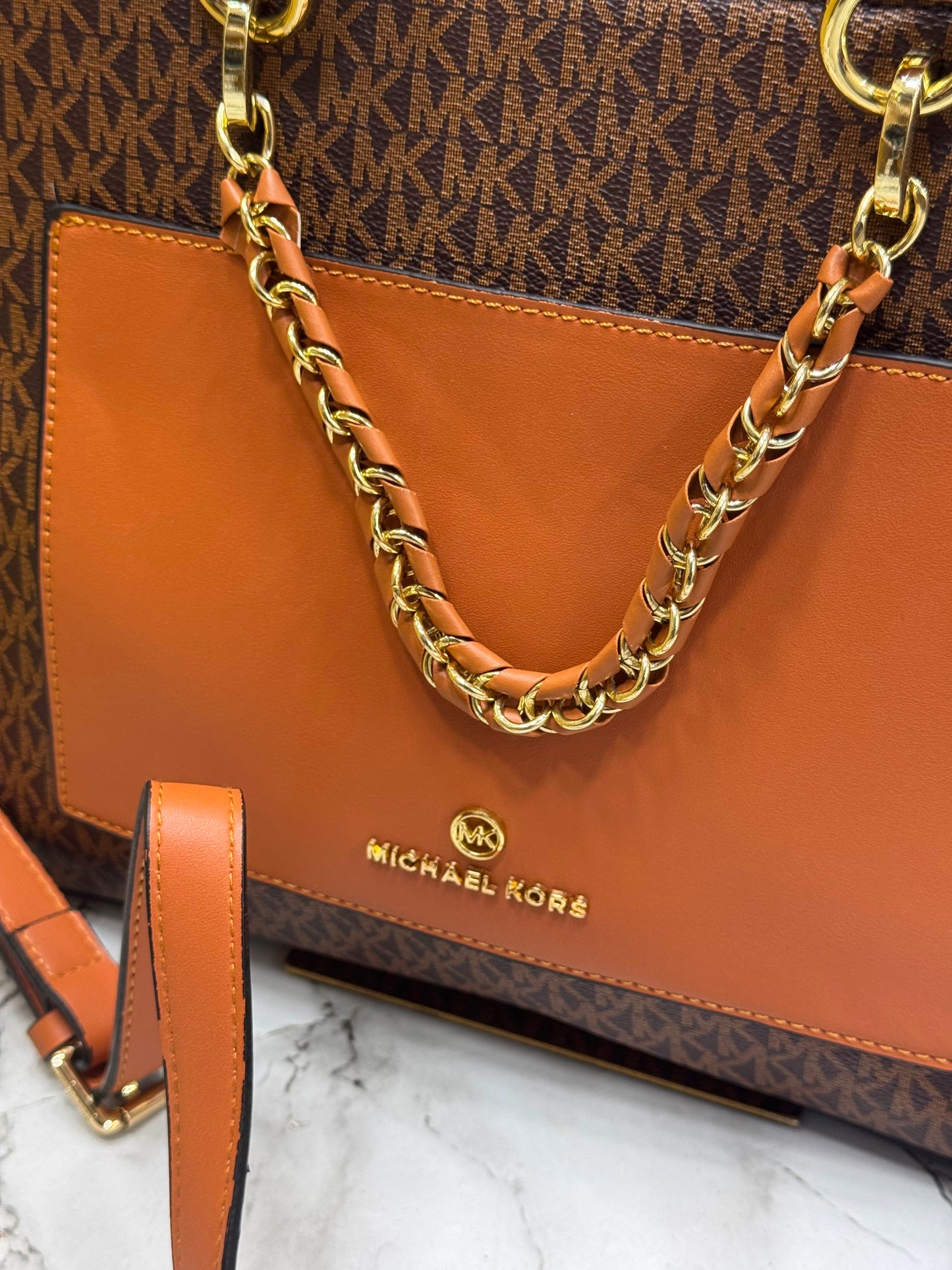 MK-Inspired Prorsum Handbag With Dust Bag And Magnetic Box Premium Quality (Coffee Brown)