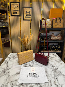 C-Inspired Hailey Bold Signature Crossbody Bag With Box And Dust Bag (Maroon)