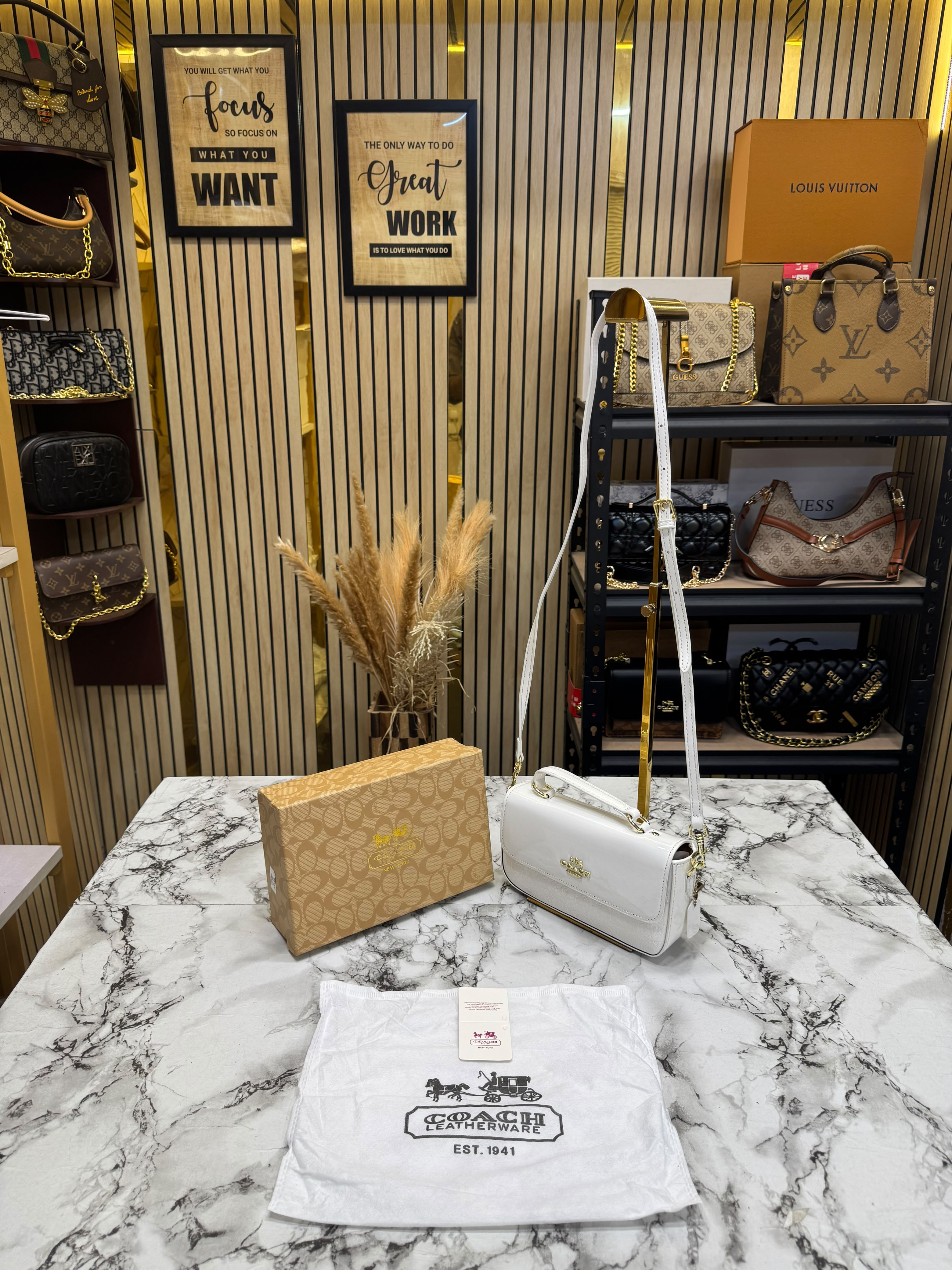 C-Inspired Hailey Bold Signature Crossbody Bag With Box And Dust Bag (White) Secondary image
