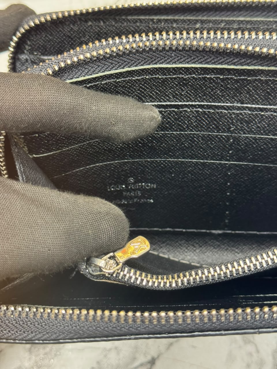 LV Inspired Double Zipper Premium Wallet With Box (Black Square)