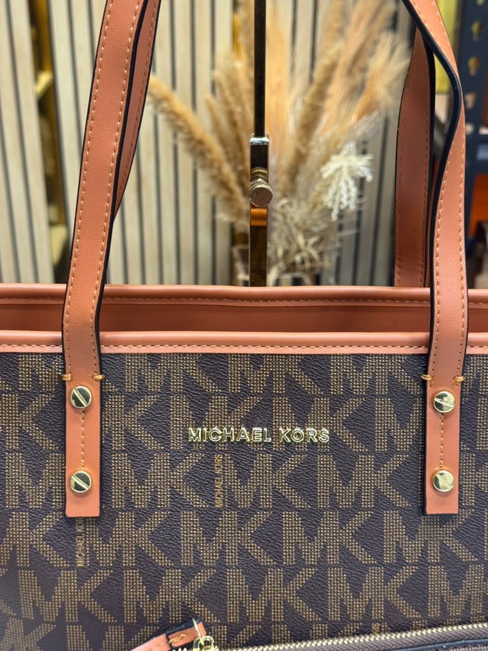 MK-Inspired Large Jet Set Big Mk Print Tote Bag With Dust Bag (Brown)