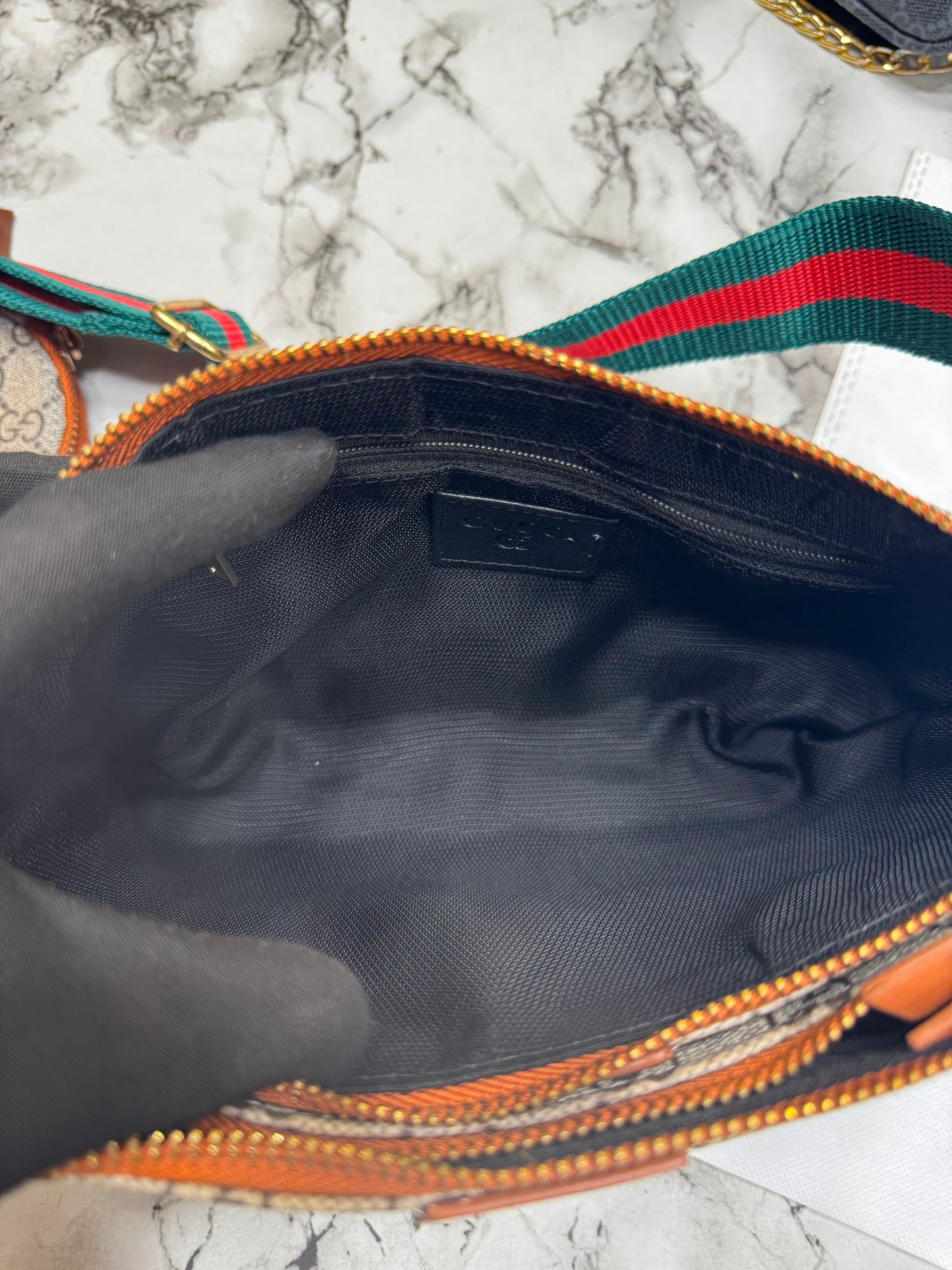 G-Inspired Ophidia GG Canvas Pochette With Dust Bag Including Carry Bag (Black)