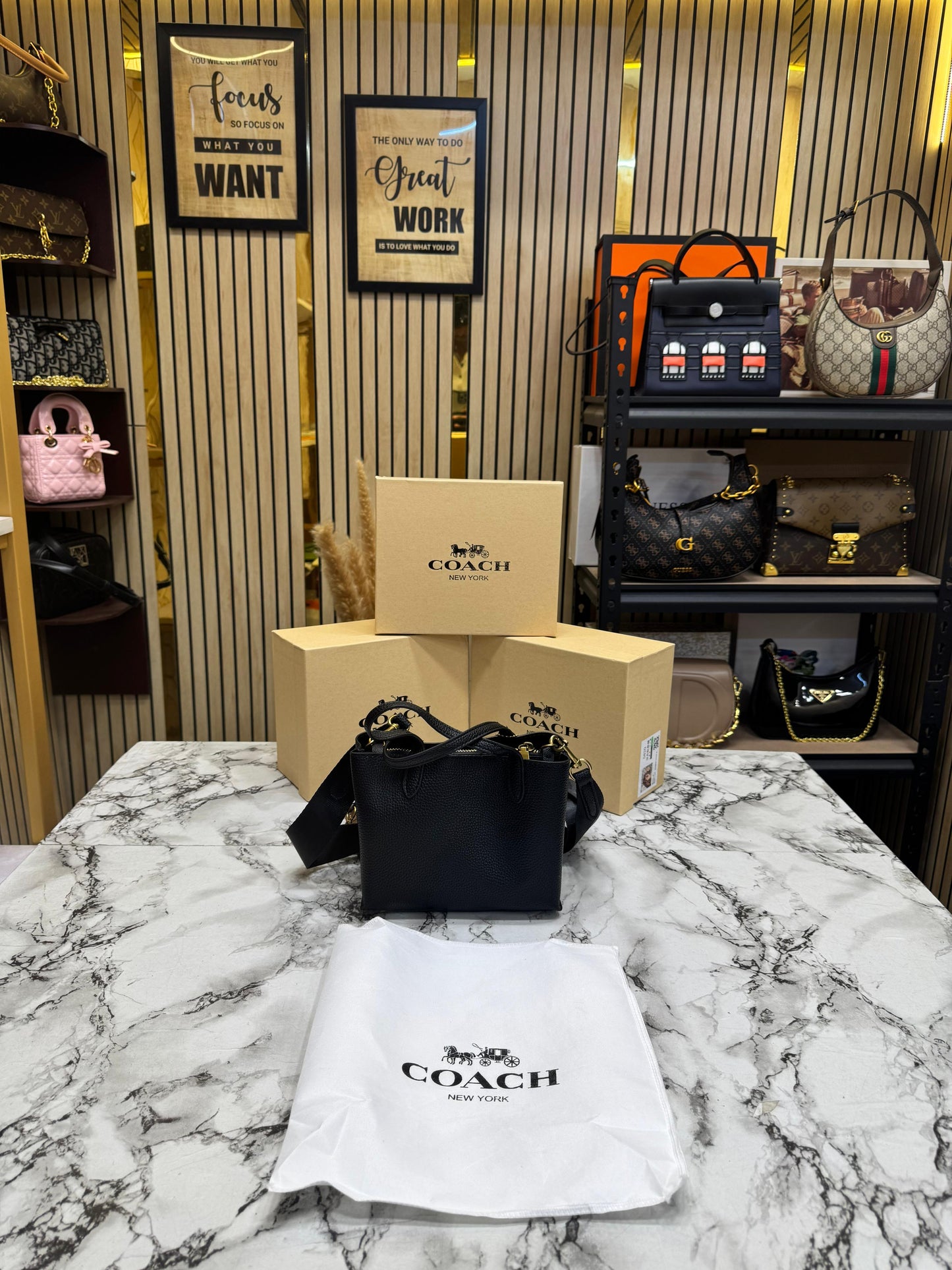 C-Inspired Willow Mini Tote Bag With Coin Pouch Including Box And Dust Bag (Black)