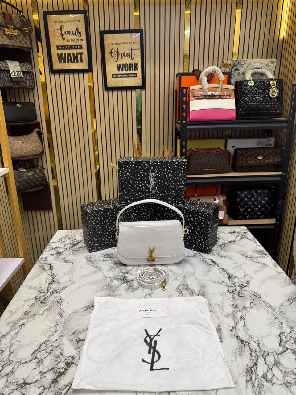 YSL-Inspired Le Hobo Shoulder Bag With Box And Dust Bag (White)