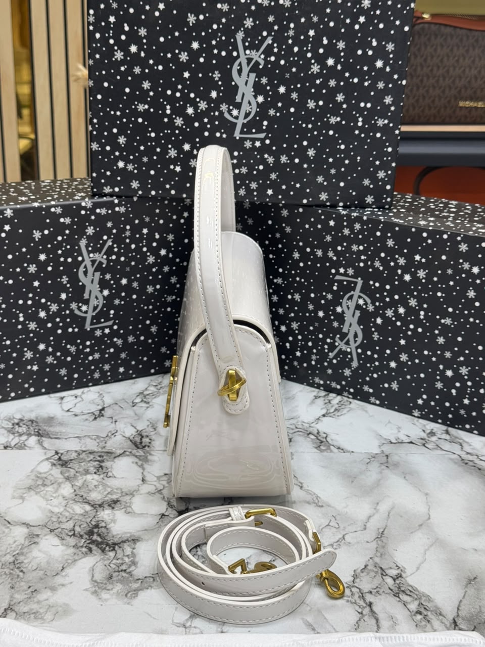 YSL-Inspired Le Hobo Shoulder Bag With Box And Dust Bag (White)