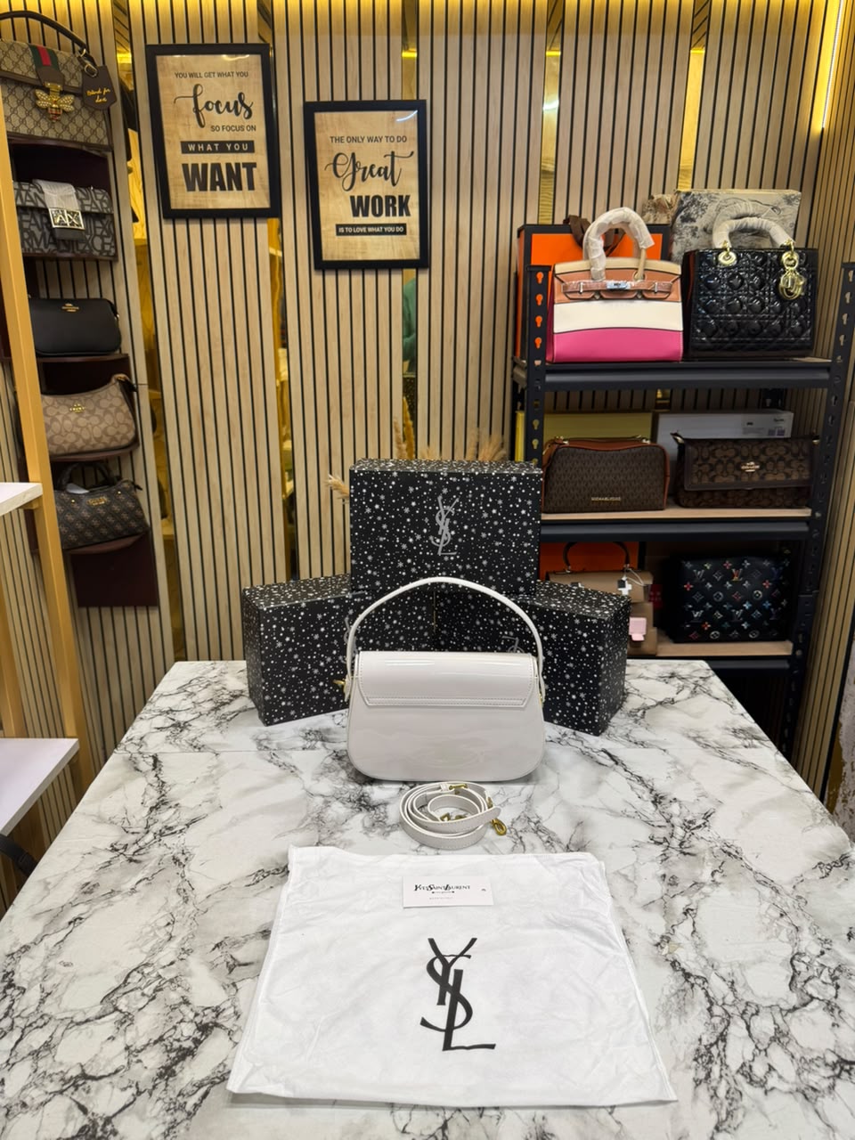YSL-Inspired Le Hobo Shoulder Bag With Box And Dust Bag (White)