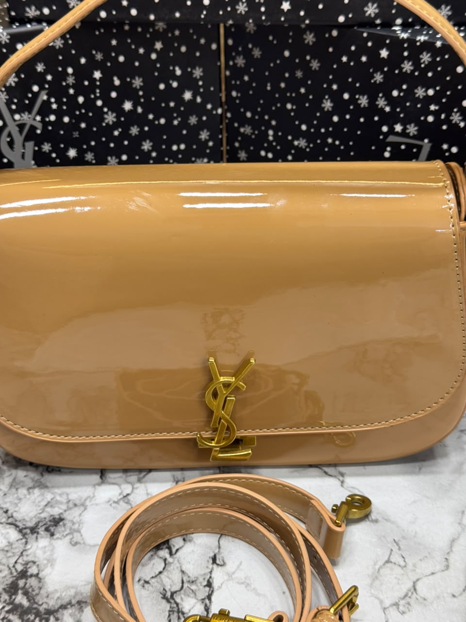 YSL-Inspired Le Hobo Shoulder Bag With Box And Dust Bag (Apricot)
