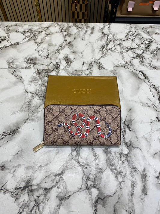 G-Inspired Long Zip Around Wallet With Box And Dust Bag (Apricot Snake)