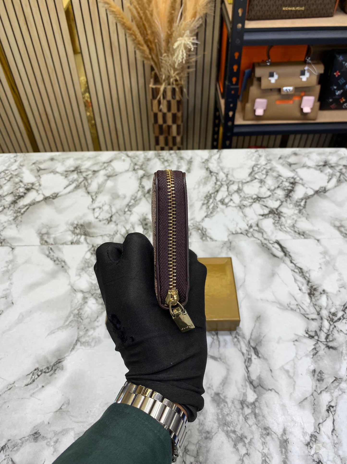 G-Inspired Long Zip Around Wallet With Box And Dust Bag (Apricot Snake)