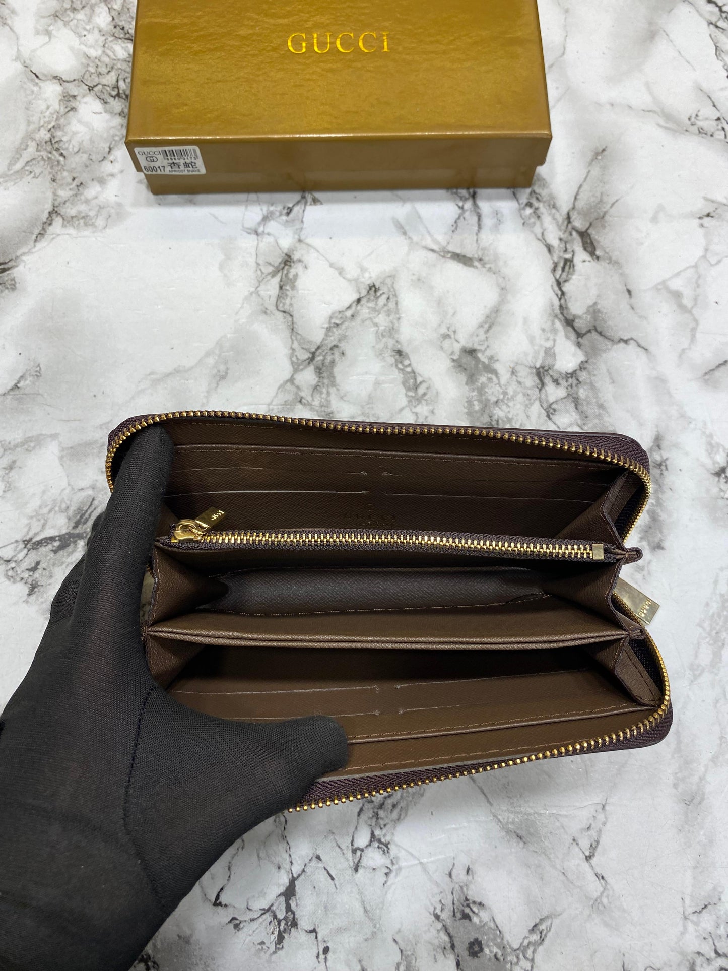 G-Inspired Long Zip Around Wallet With Box And Dust Bag (Apricot Snake)