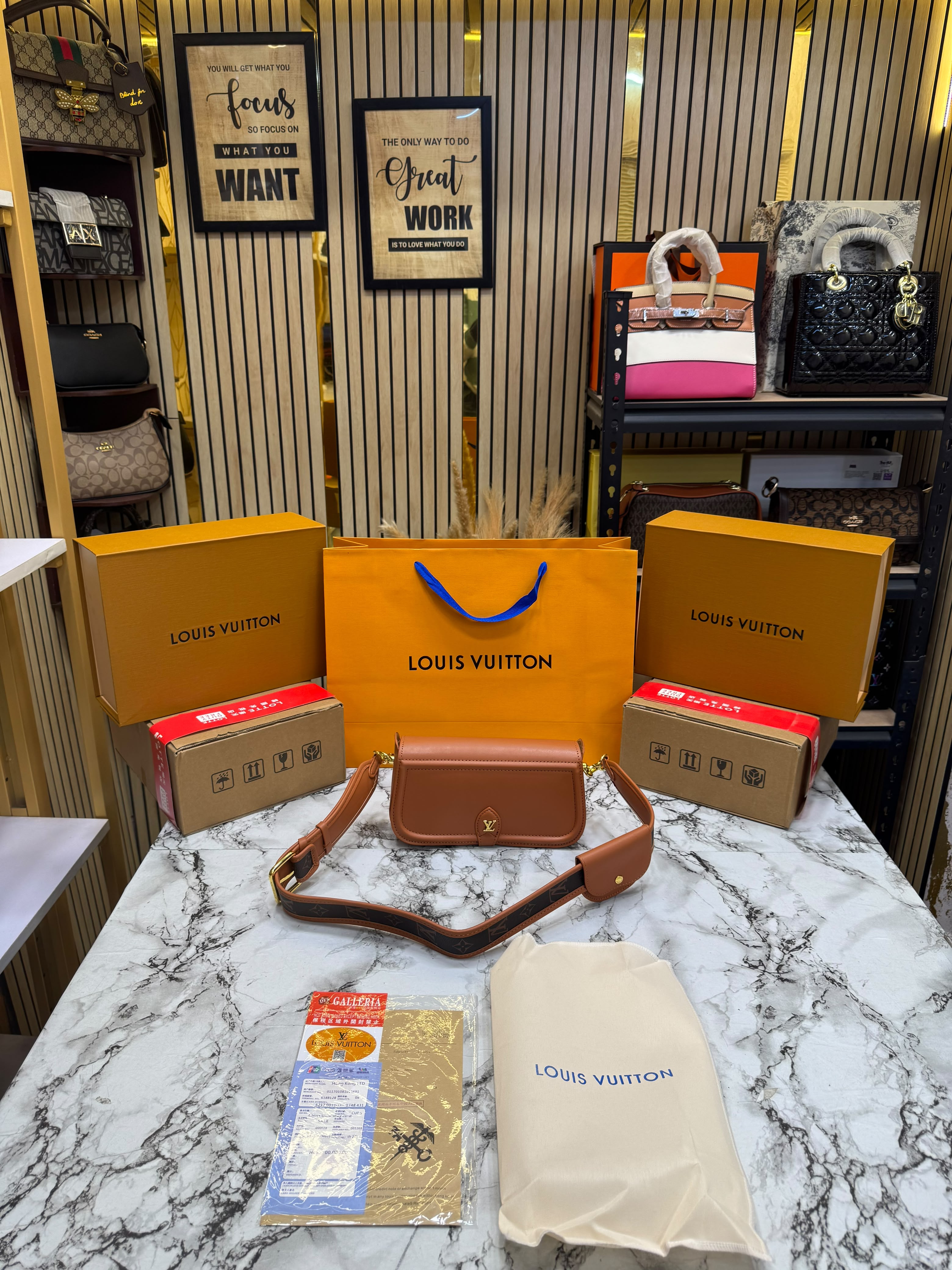 LV-Inspired officier pouch sling bag with og dust bag & double box including carry bag premium quality [orange] Secondary image