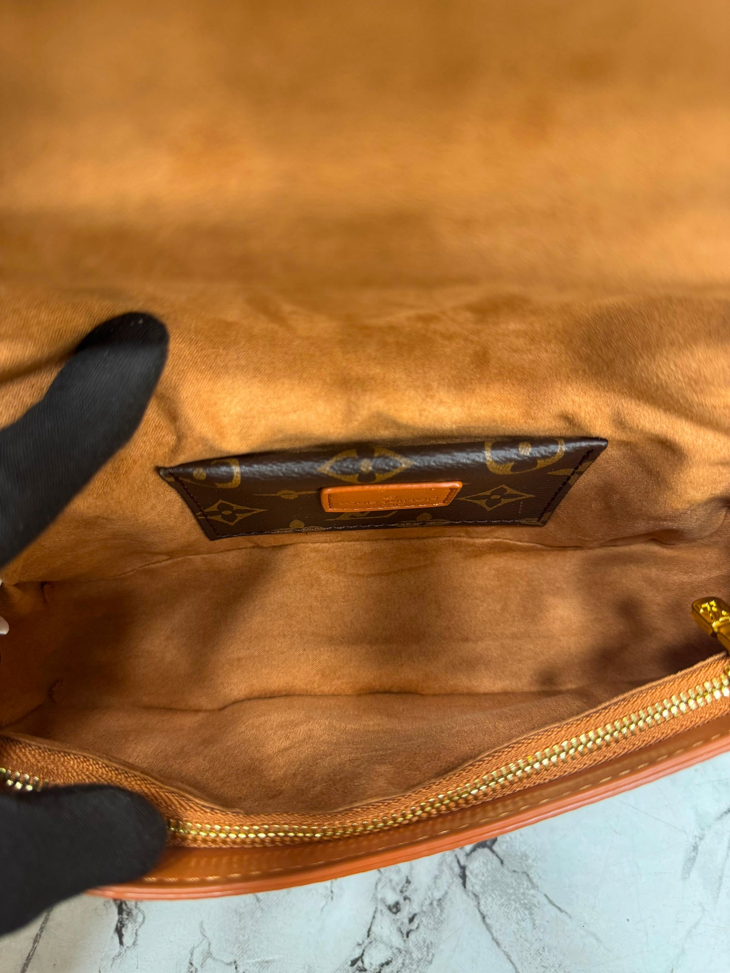 LV-Inspired officier pouch sling bag with og dust bag & double box including carry bag premium quality [orange]