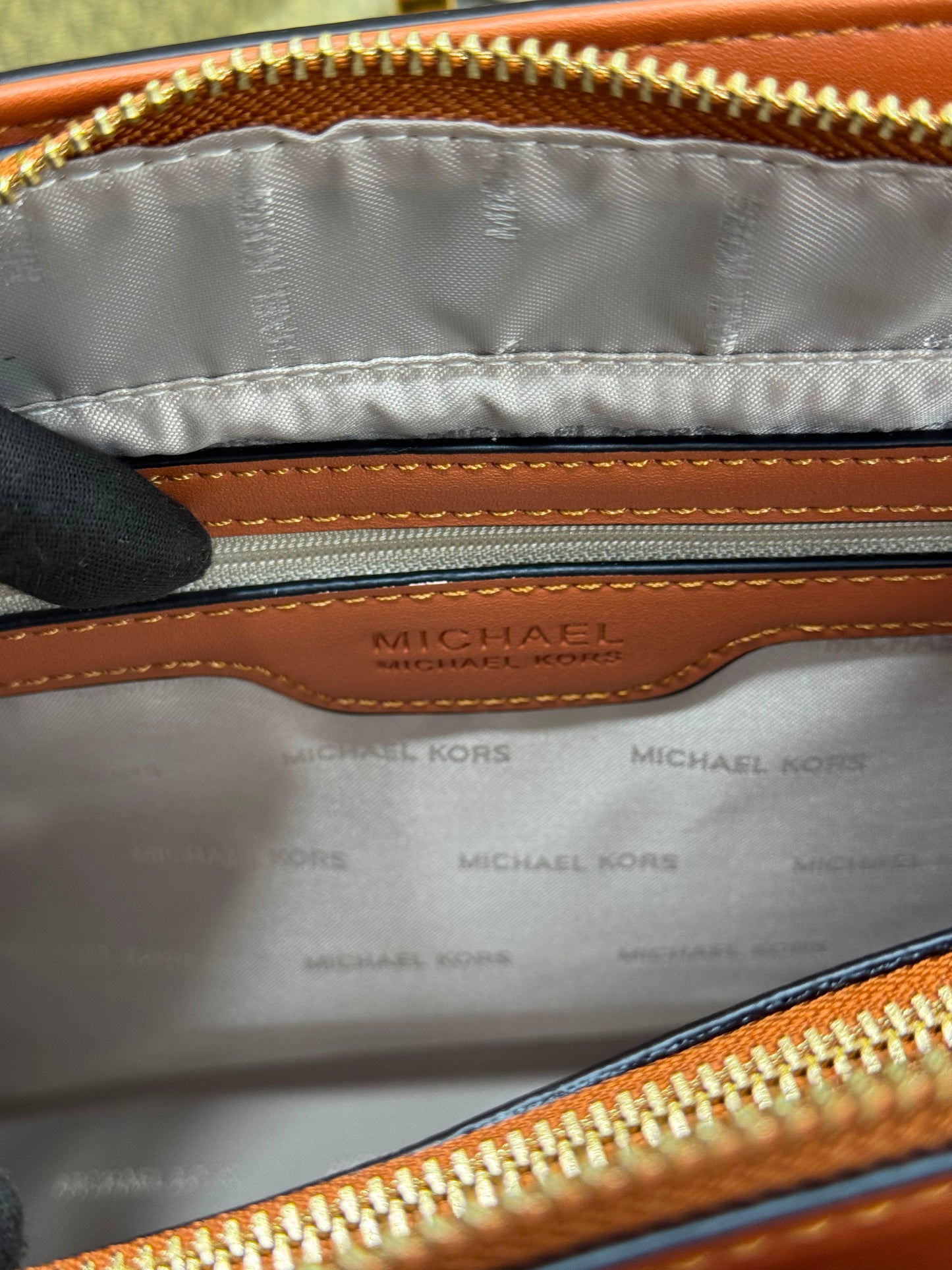MK-Inspired Cynthia Signature Satchel Bag With Dust Bag (Biege)