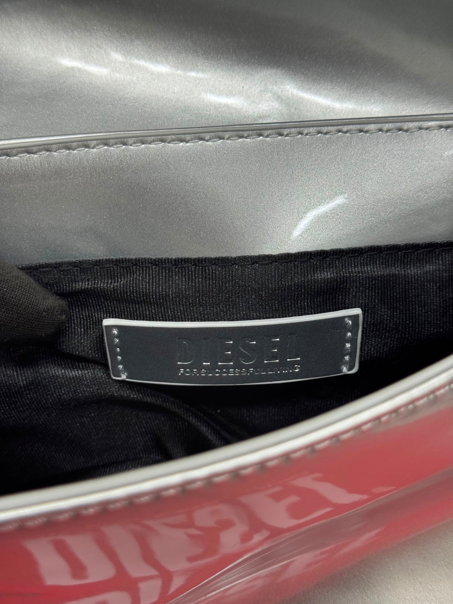 Diesel Inspired Play Play Glossy Shoulder Bag With Box And Dust Bag Including Carry Bag (silver)