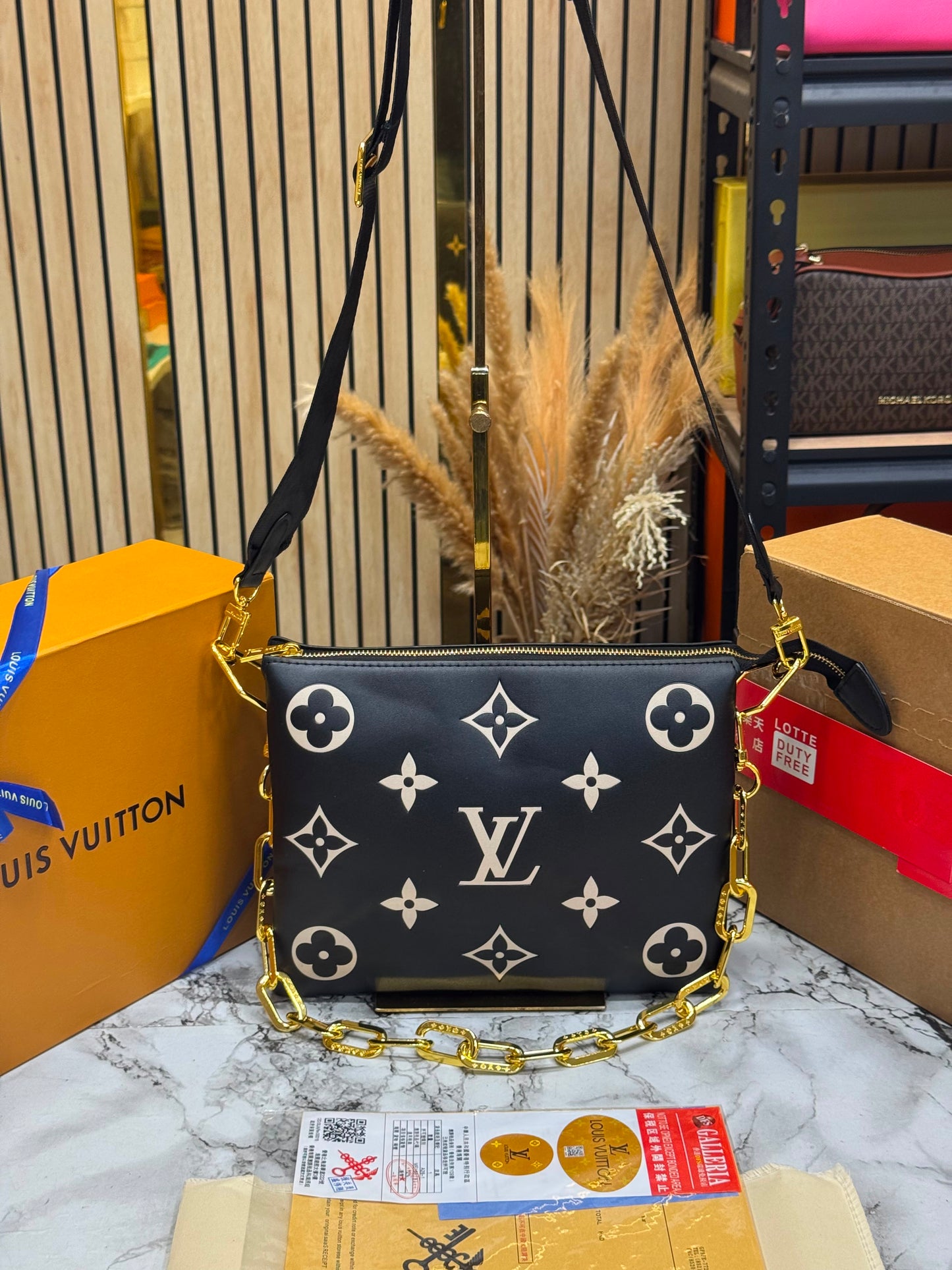 LV-Inspired Monogram Canvas Coussin BB With Double Box And Dust Bag (Black)