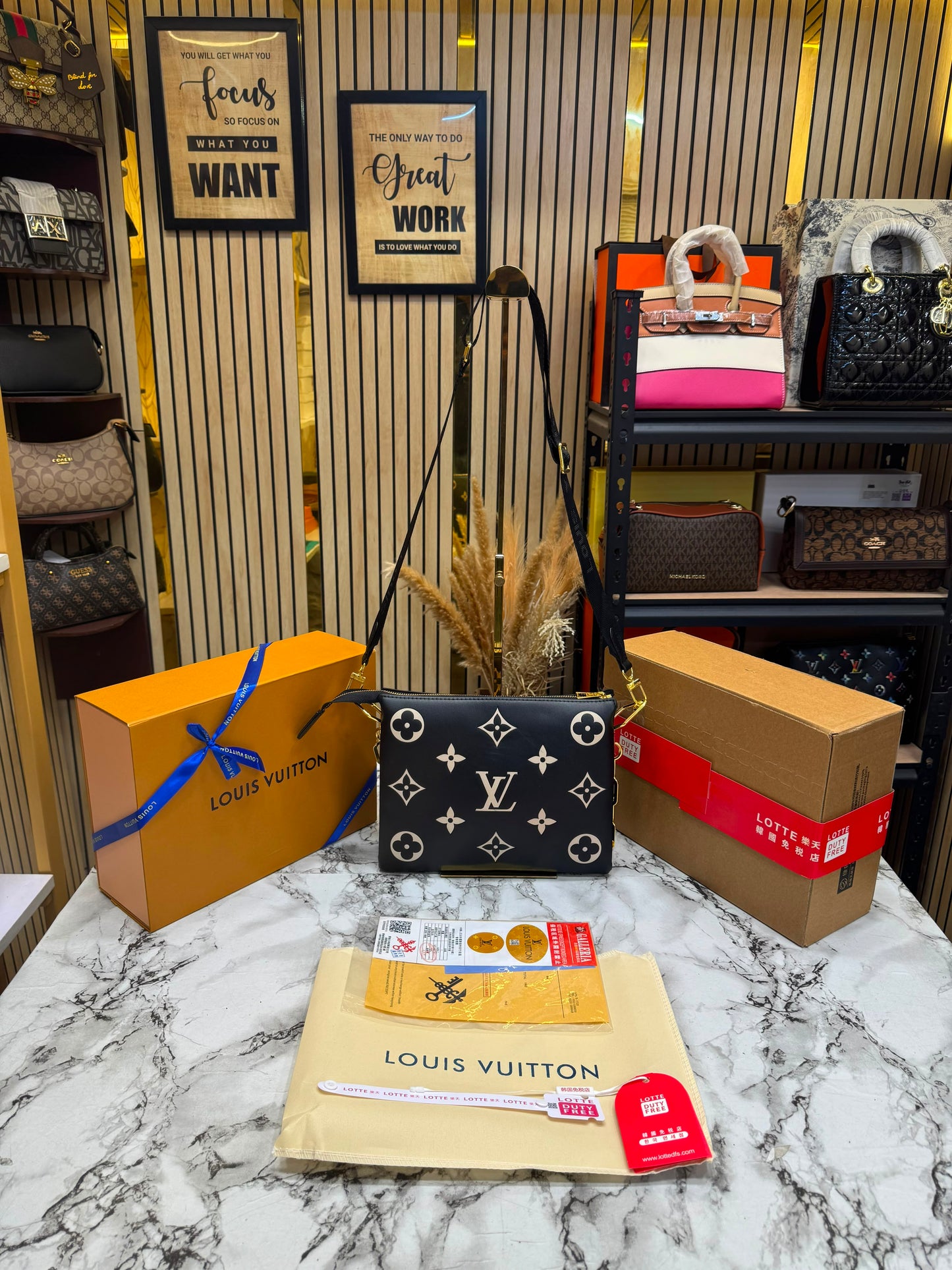 LV-Inspired Monogram Canvas Coussin BB With Double Box And Dust Bag (Black)