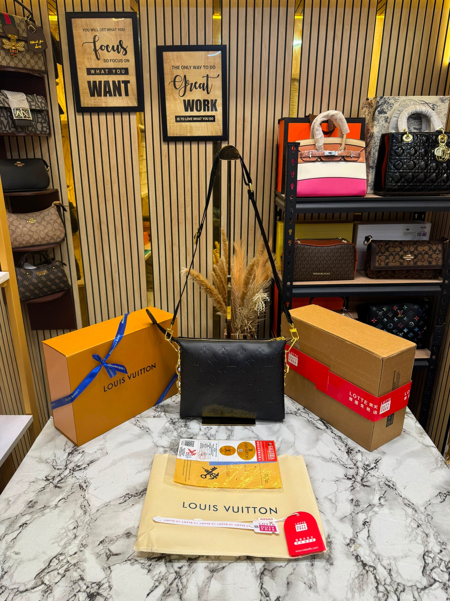 LV-Inspired Monogram Canvas Coussin BB With Double Box And Dust Bag (Black)