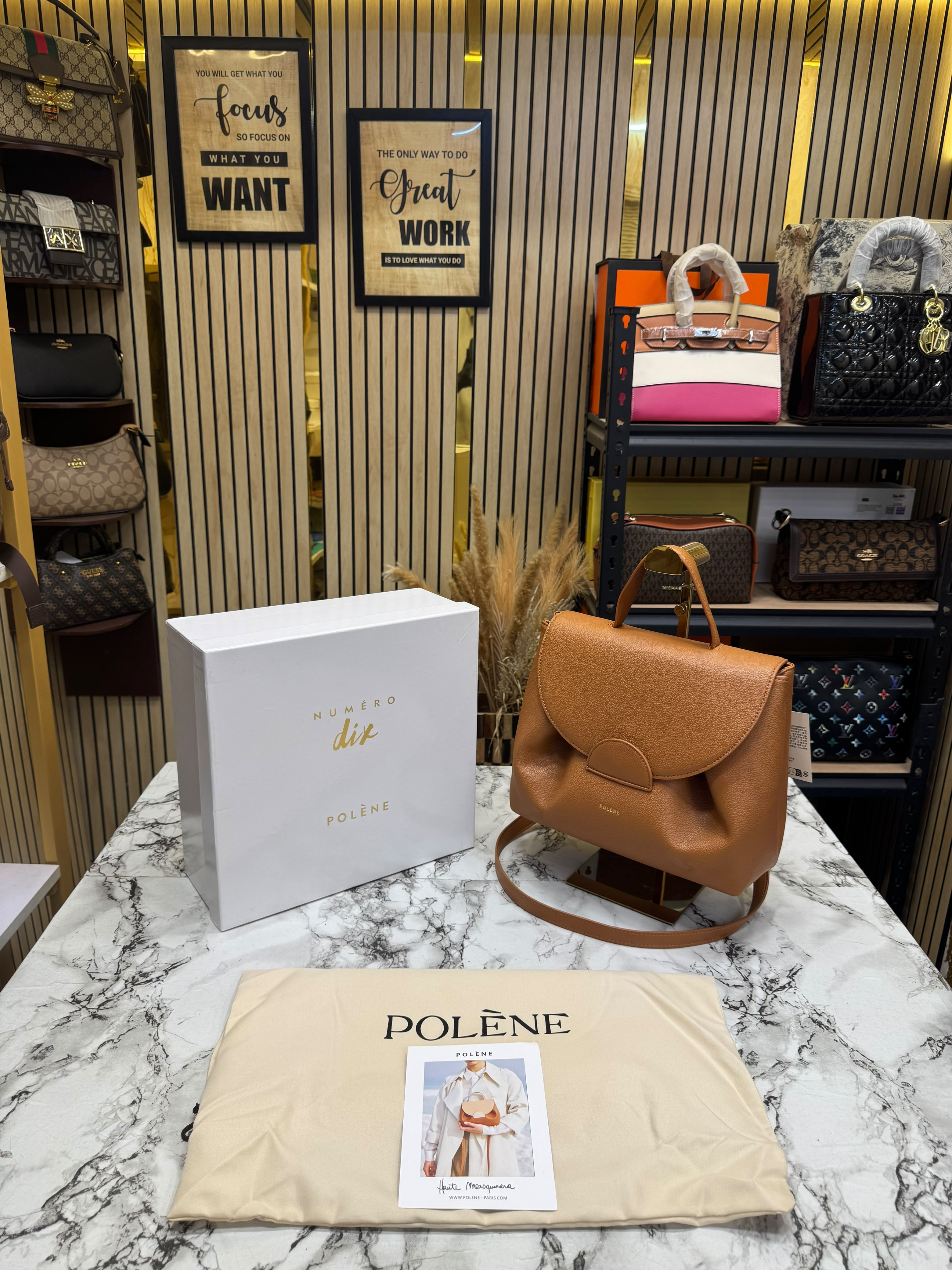 Polene Numero Inspired Un Leather Backpack With Box And Dust Bag (Brown) Secondary image