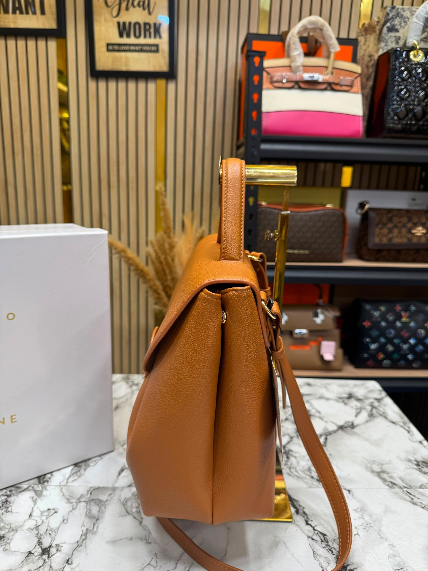Polene Numero Inspired Un Leather Backpack With Box And Dust Bag (Brown)