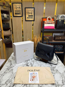 Polene Numero Inspired Un Leather Backpack With Box And Dust Bag (Black)