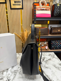 Polene Numero Inspired Un Leather Backpack With Box And Dust Bag (Black)