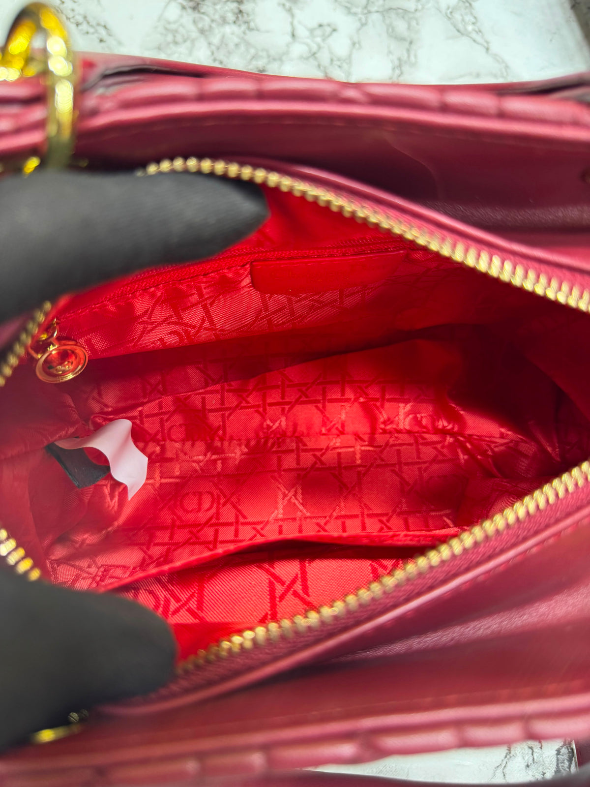 D-inspired Medium Cannage Lady Handbag With Box And Dust Bag (Maroon)