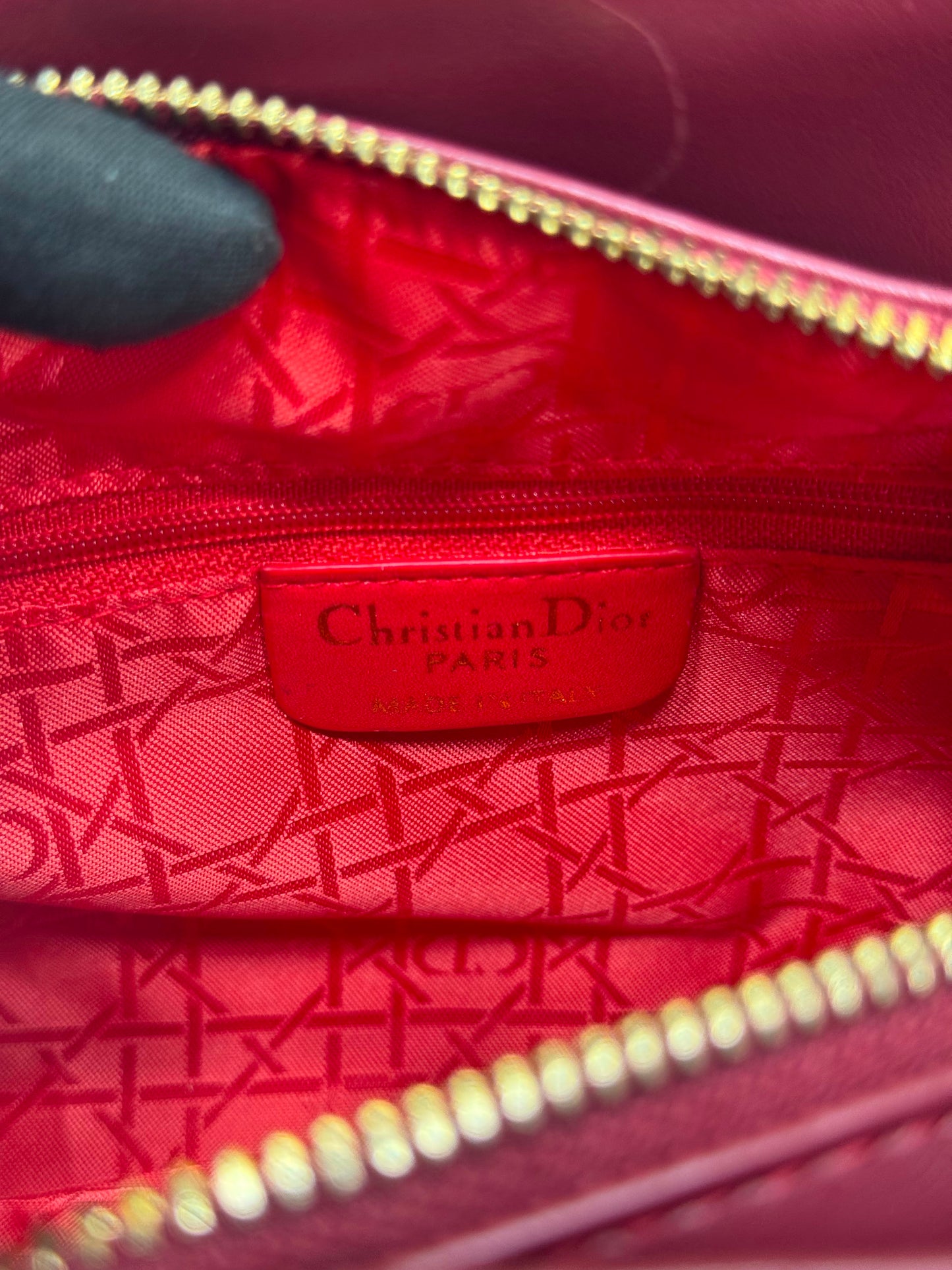 D-inspired Medium Cannage Lady Handbag With Box And Dust Bag (Maroon)