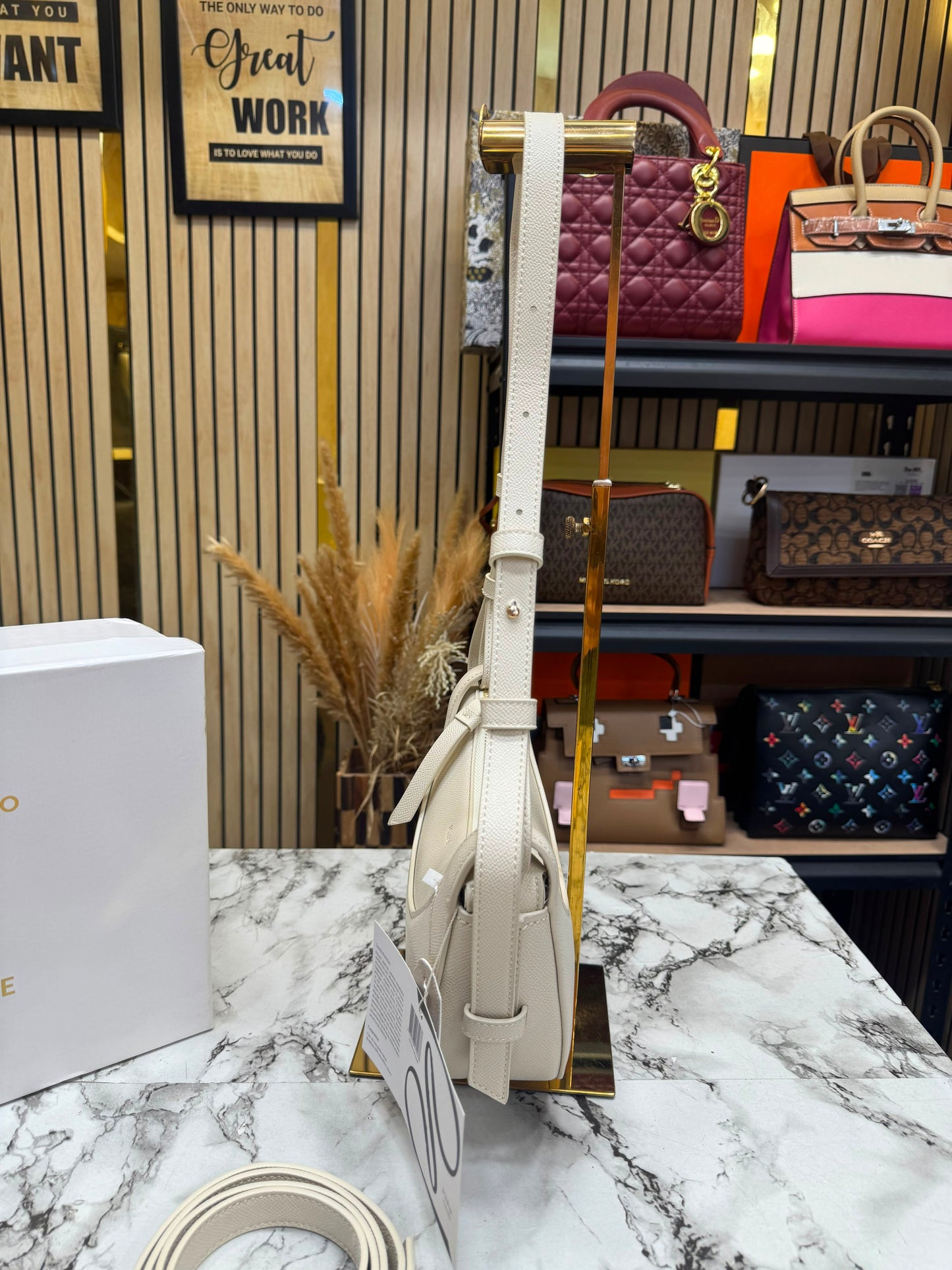Polene Numero Inspired Dix Leather Shoulder Bag With Box And Dust Bag (White)