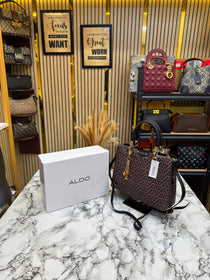 Aldo-Inspired Eile Brown Geometrical Monogram Handbag With Box (Coffee)