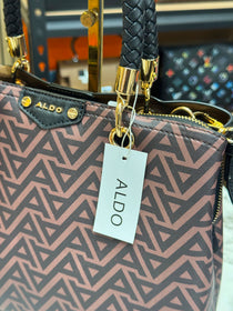Aldo-Inspired Eile Brown Geometrical Monogram Handbag With Box (Coffee)