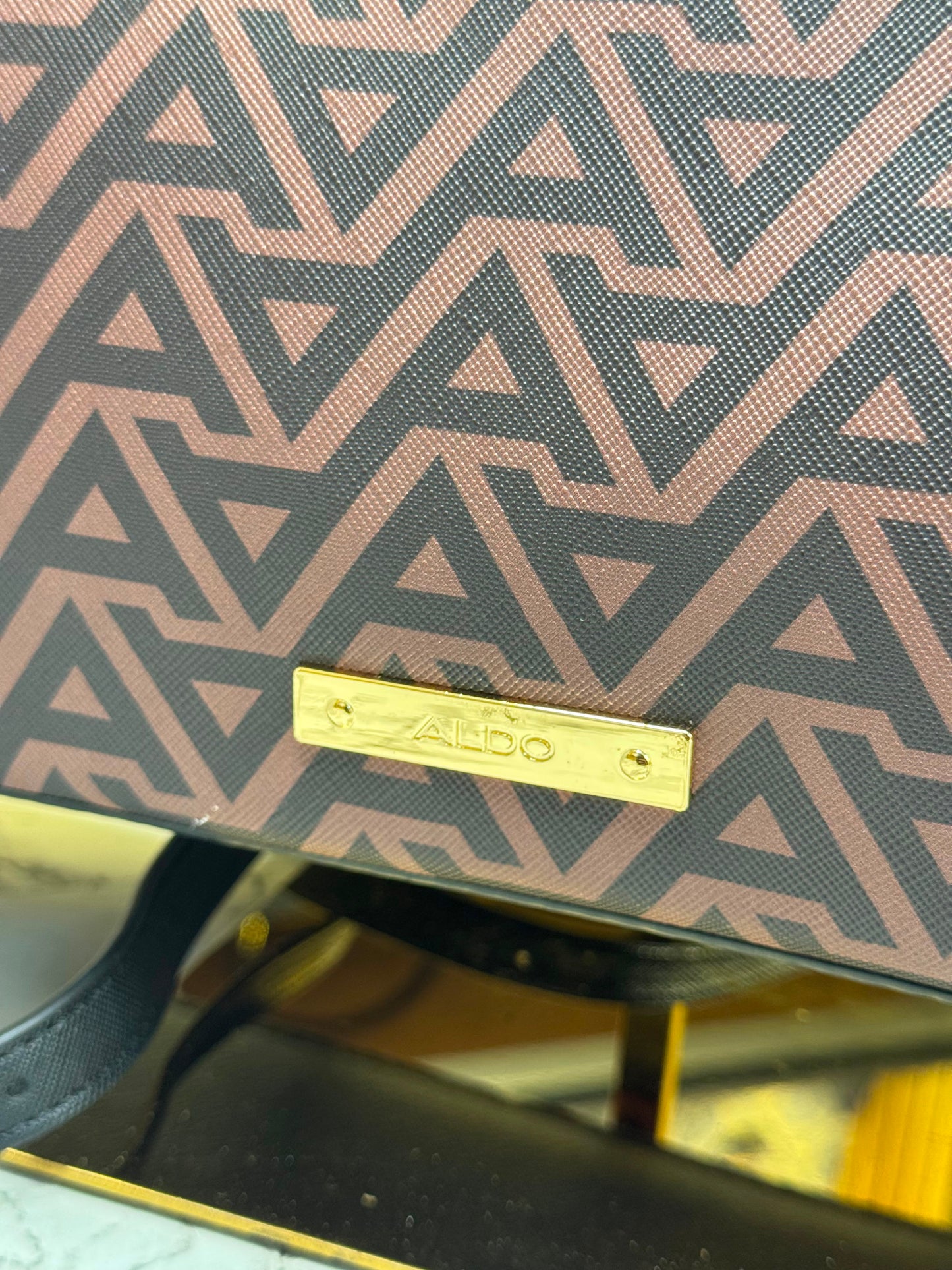 Aldo-Inspired Eile Brown Geometrical Monogram Handbag With Box (Coffee)