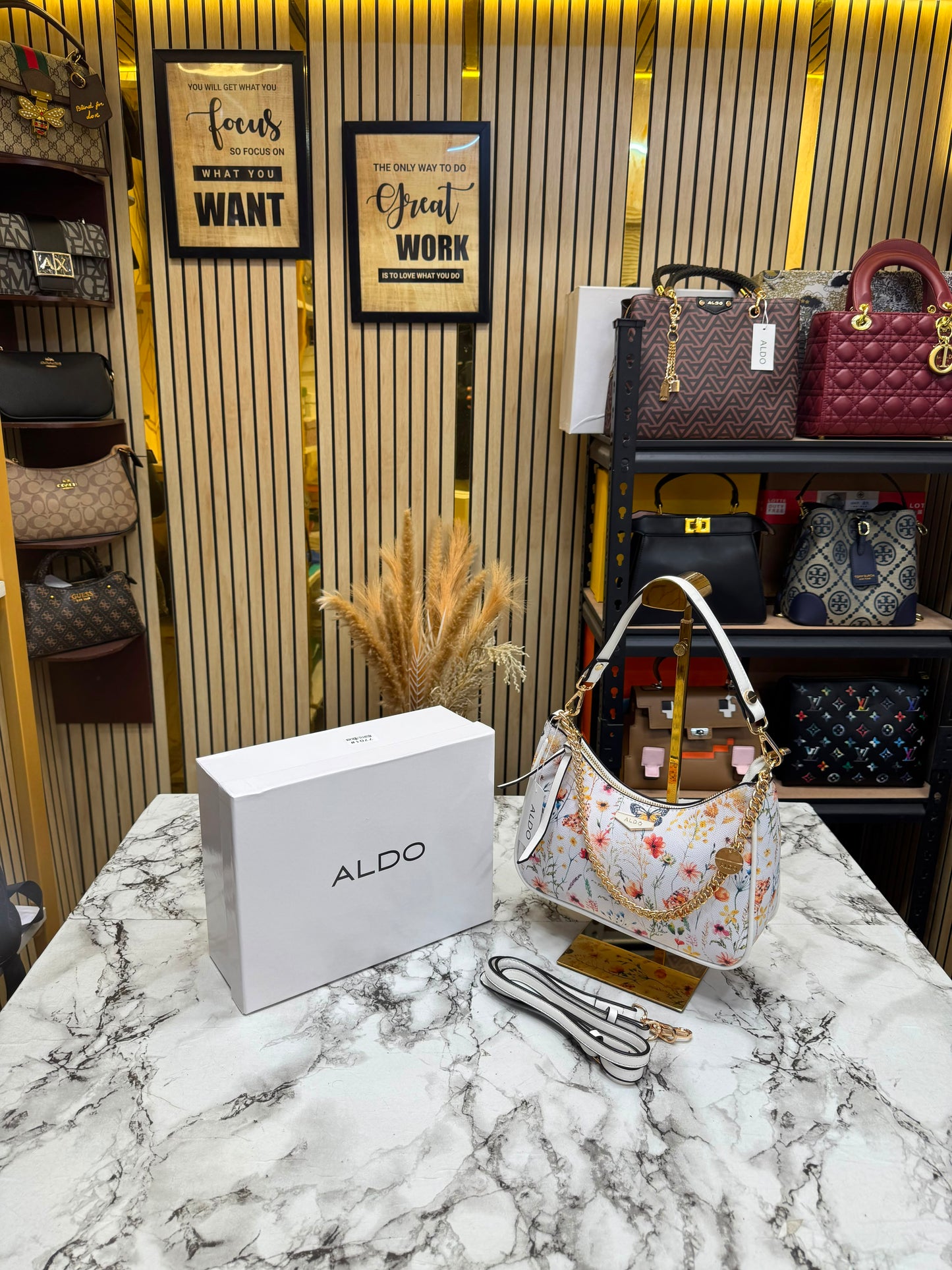 Aldo-Inspired Floral Printed Hobo Shoulder Bag With Box (Pink Flower)