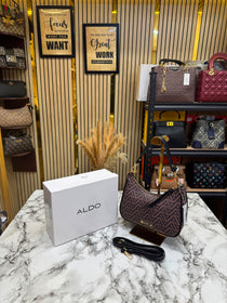 Aldo-Inspired Maricar Brown Geometrical Monogram Shoulder Bag With Box