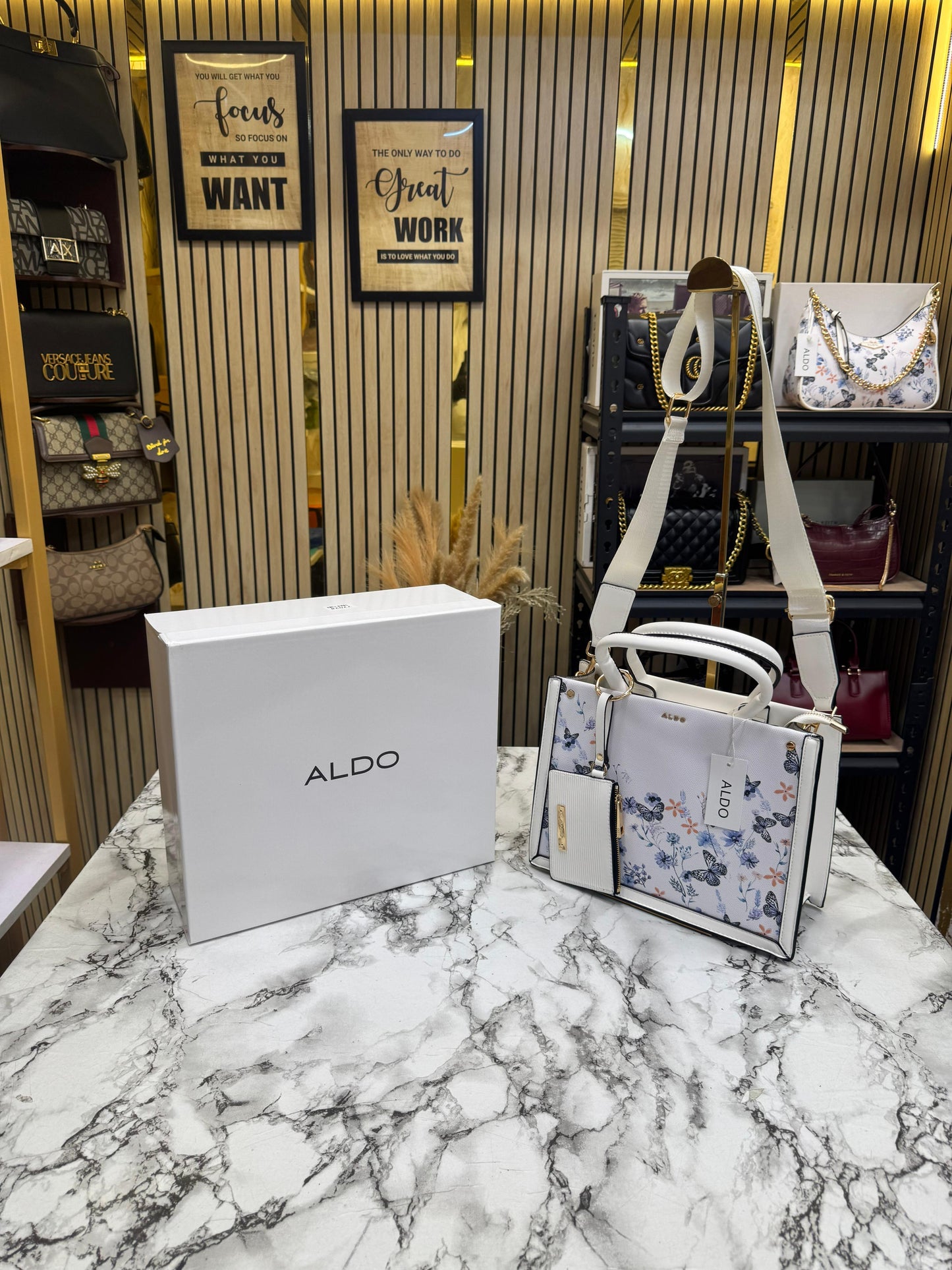 Aldo-inspired Priaira Floral Tote Bag With Box And Pouch (Blue Flower)