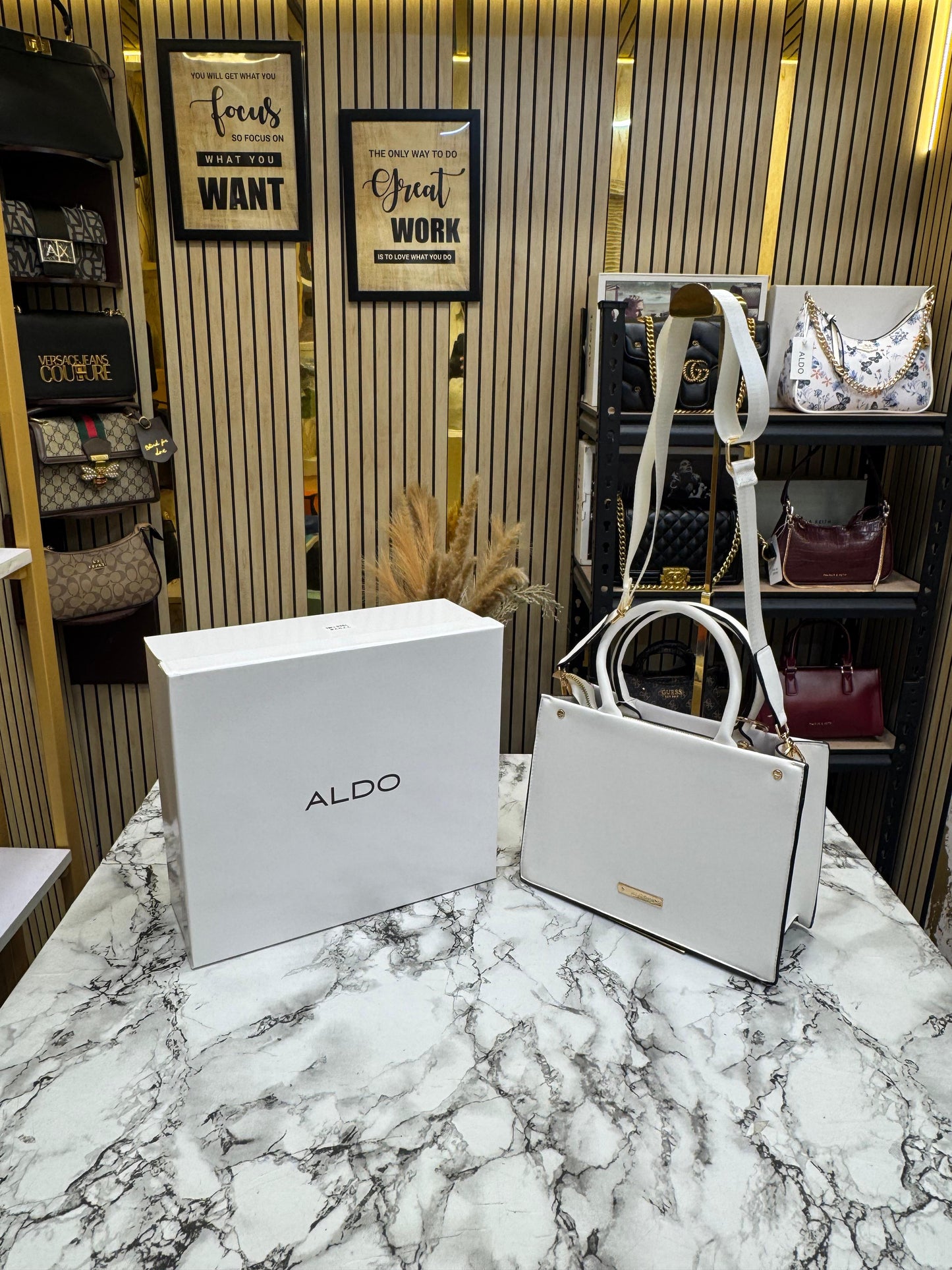 Aldo-inspired Priaira Floral Tote Bag With Box And Pouch (Purple Flower)