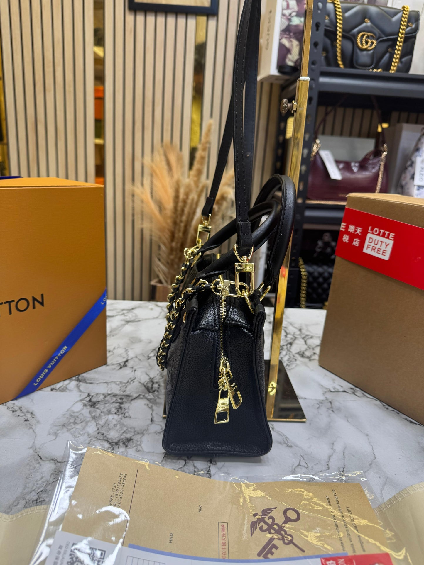 LV-Inspired On The Go East West Monogram Handbag With Double Box Packaging (Black)