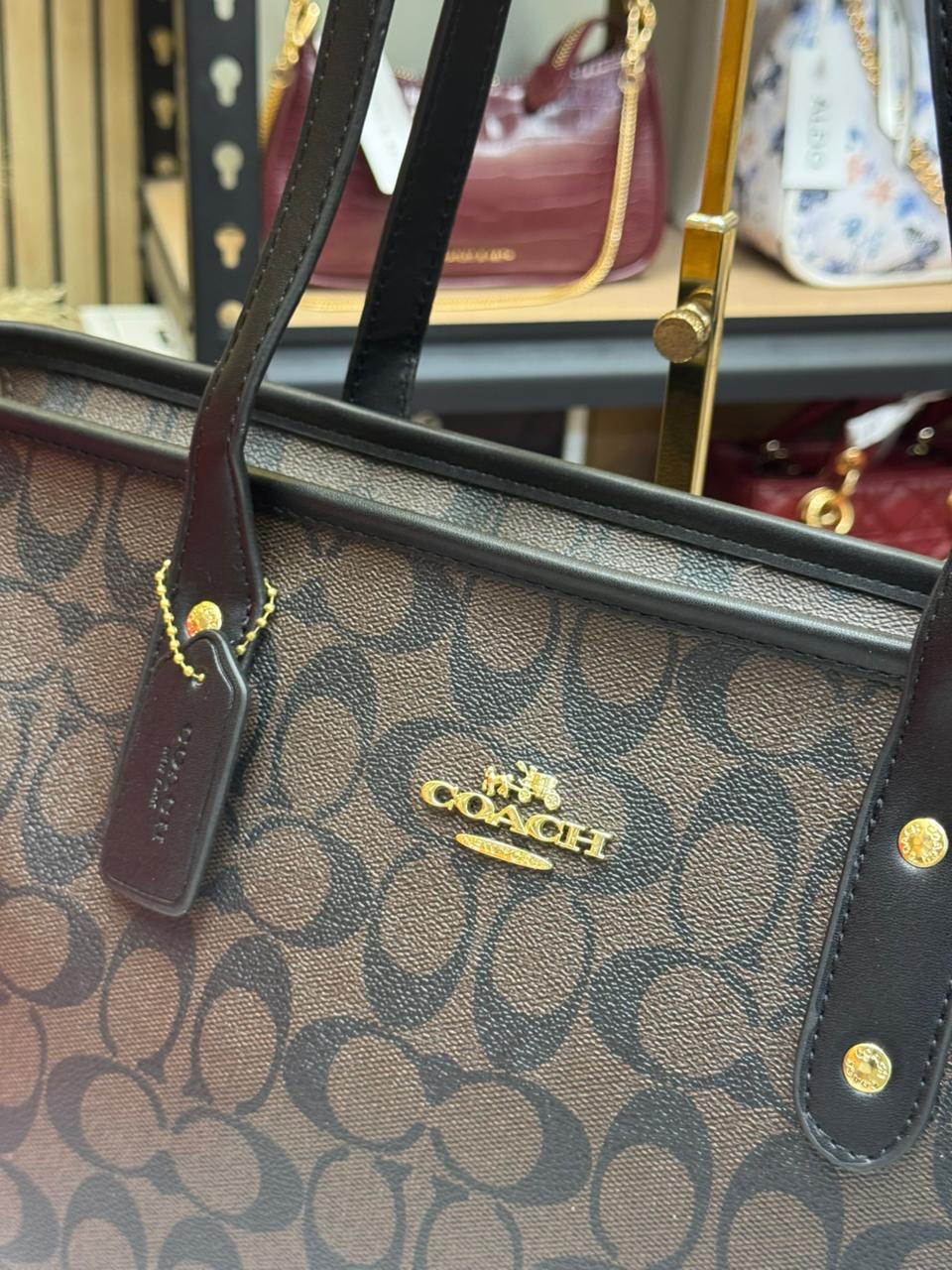 Coach Signature Canvas Zip Tote Bag With Box And Dust Bag (Coffee) Secondary image