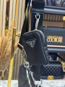 Prada-Inspired Re-edition 2005 Nylon Premium Quality Shoulder Bag With Box And Dust Bag (Black)