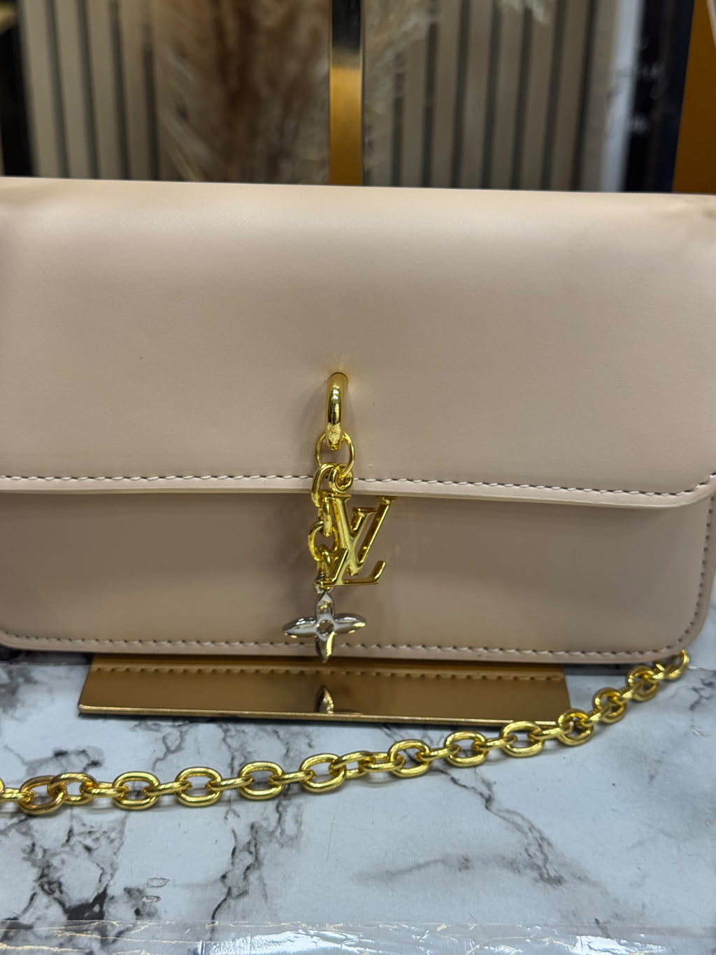 LV-inspired bloom shoulder bag with double box and dust bag includes carry bag (khaki)