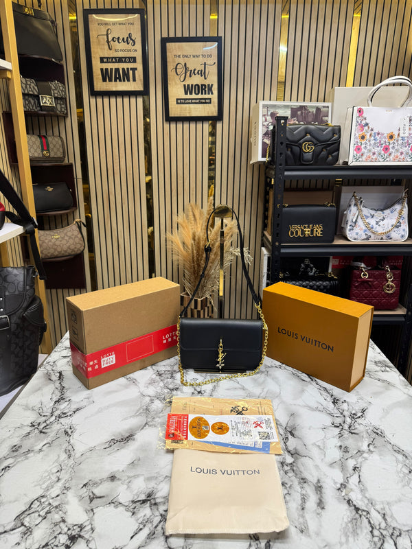 LV-Inspired Bloom Shoulder Bag With Double Box And Dust Bag Includes Carry Bag (Black)