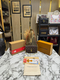 LV-Inspired Bloom Shoulder Bag With Double Box And Dust Bag Includes Carry Bag (Brown)