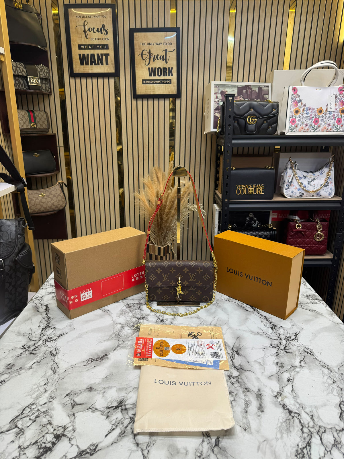 LV-Inspired Bloom Shoulder Bag With Double Box And Dust Bag Includes Carry Bag (Brown)